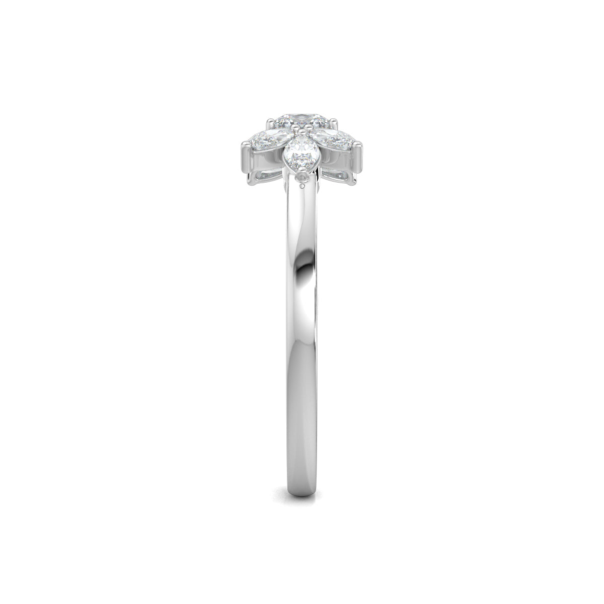 White Gold, Diamond Ring, Natural diamonds, lab-grown diamonds, princess cut diamond, marquise diamonds, everyday ring, classic band, elegance, sophistication, luxury jewelry