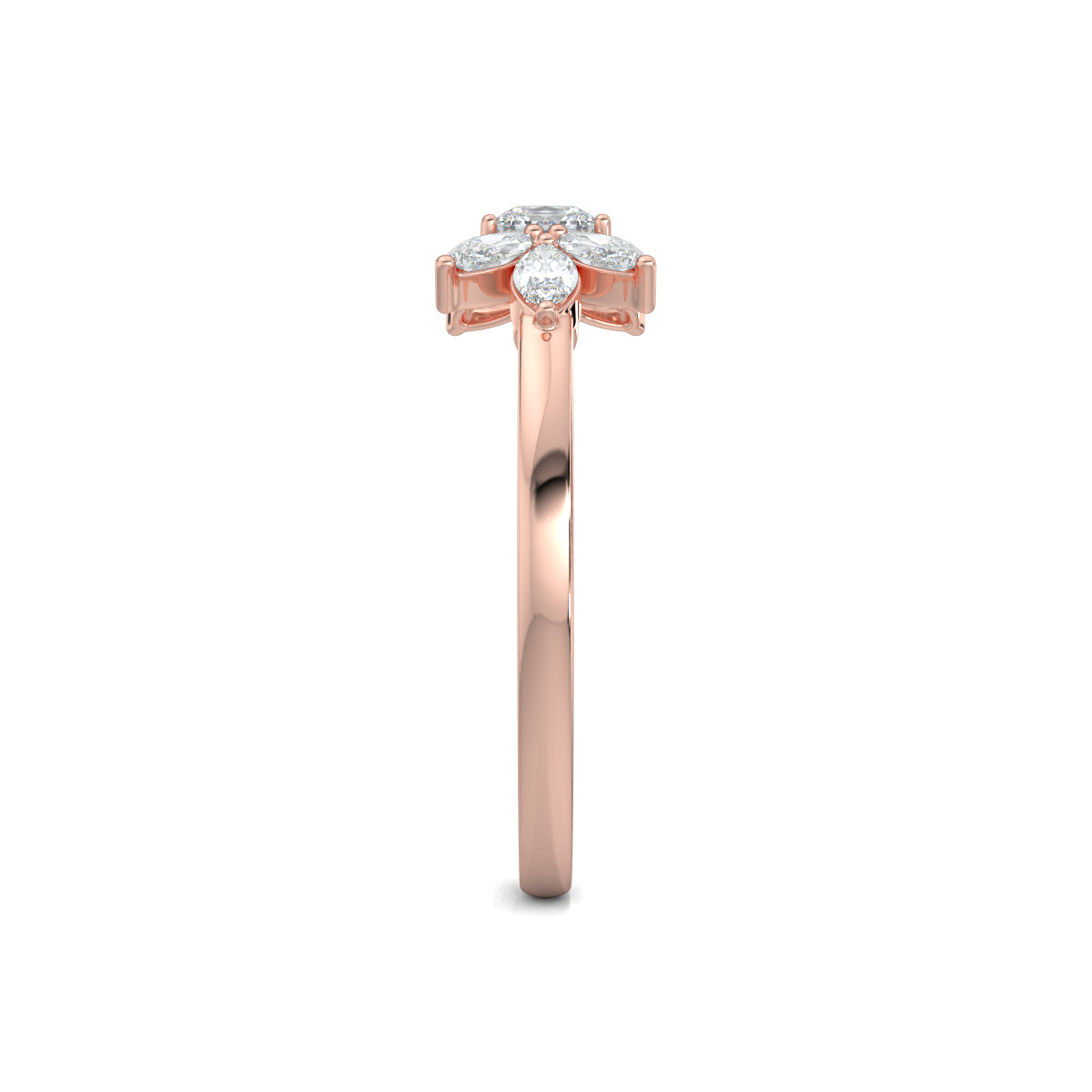 Rose Gold, Diamond Ring, Natural diamonds, lab-grown diamonds, princess cut diamond, marquise diamonds, everyday ring, classic band, elegance, sophistication, luxury jewelry