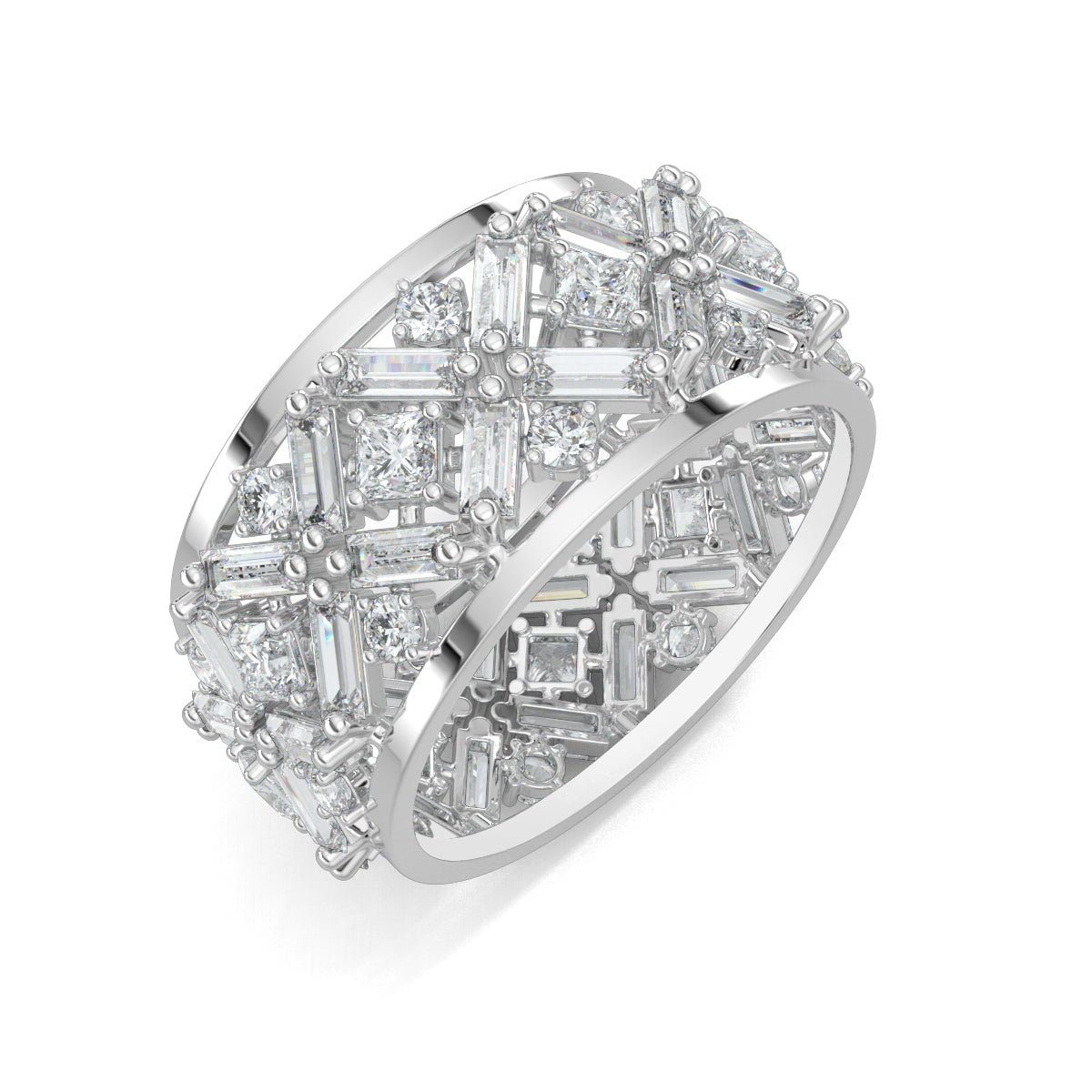 White Gold, Diamond Ring, Natural diamond ring, Lab-grown diamond ring, Eternity band diamond ring, Baguette and round-cut diamond ring, Everyday diamond ring