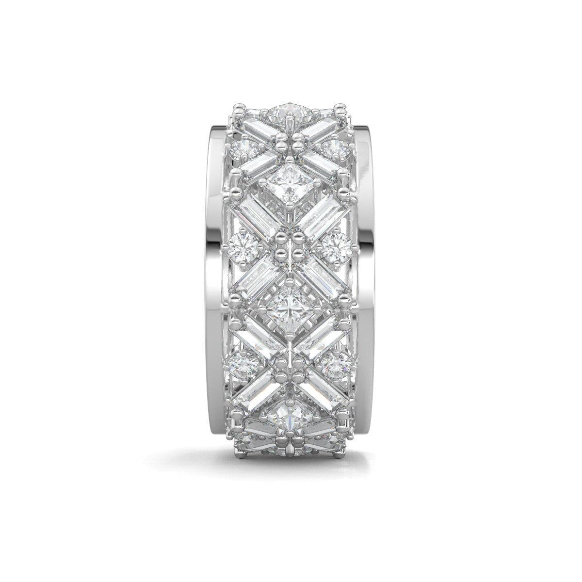 White Gold, Diamond Ring, Natural diamond ring, Lab-grown diamond ring, Eternity band diamond ring, Baguette and round-cut diamond ring, Everyday diamond ring