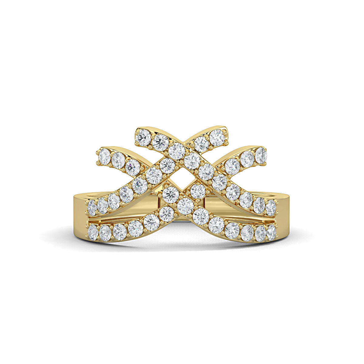 Yellow Gold, Diamond Ring, Diamond ring, Bella Crown Diamond Ring, Italian design ring, Everyday diamond ring, Natural diamond ring, Lab-grown diamond ring, Split shank diamond ring, Crown-inspired ring, Diamond-studded ring
