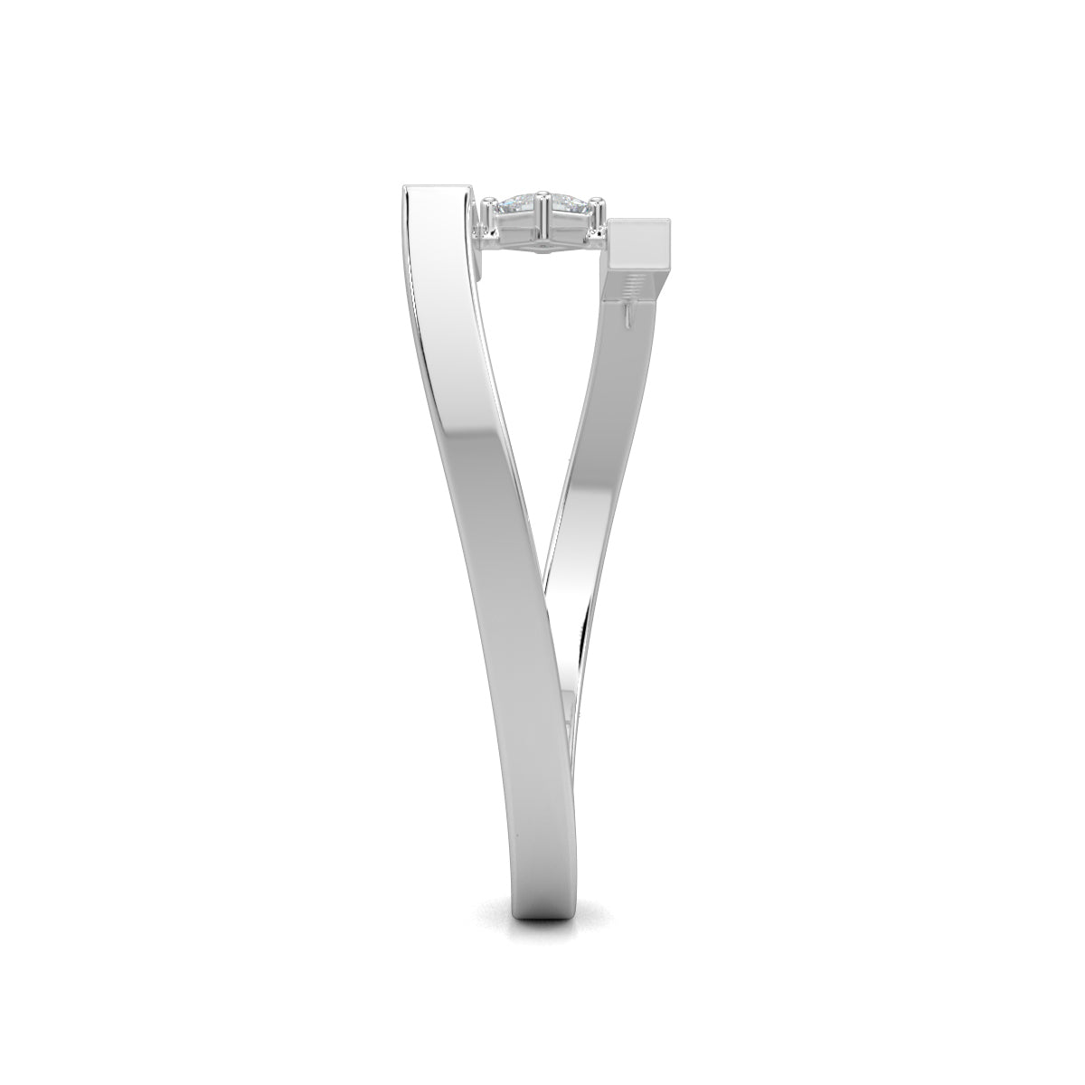 White Gold, Diamond Ring, Natural diamond ring, Lab-grown diamond ring, everyday diamond ring, open-ended band ring, round diamond accents, princess-cut diamond center, timeless elegance, modern luxury.