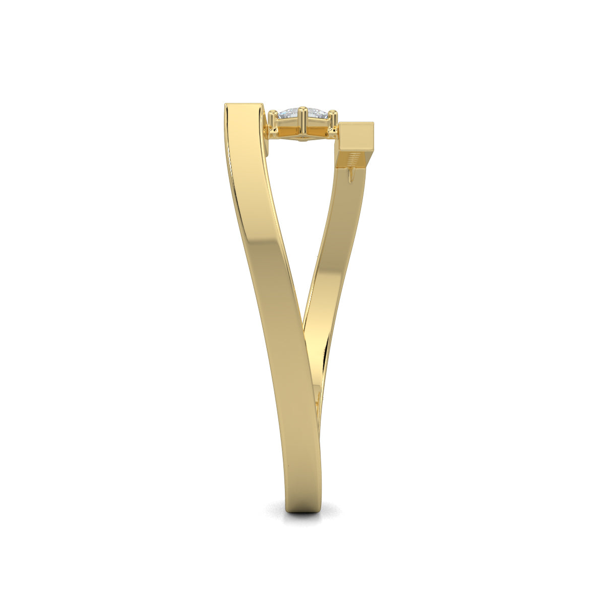 Yellow Gold, Diamond Ring, Natural diamond ring, Lab-grown diamond ring, everyday diamond ring, open-ended band ring, round diamond accents, princess-cut diamond center, timeless elegance, modern luxury.