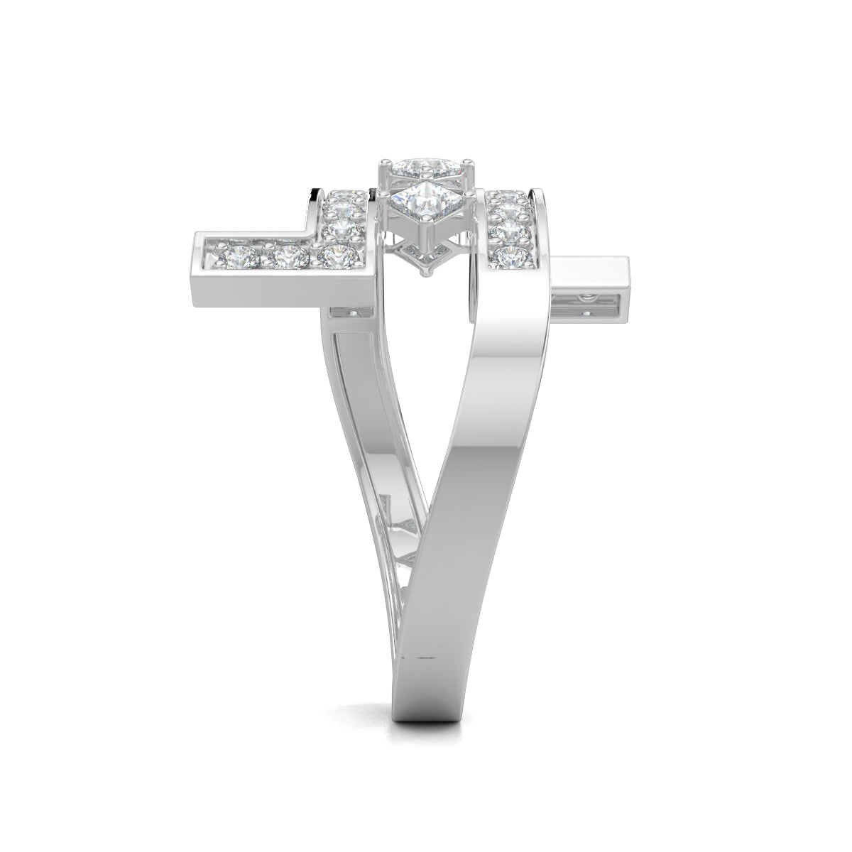 White Gold, Diamond Ring, Everyday Bliss Diamond Ring, Bypass Shank Diamond Ring, Natural diamonds, Lab-Grown Diamonds, Princess Cut Diamonds, Everyday Wear Ring, Everyday Diamond Jewelry