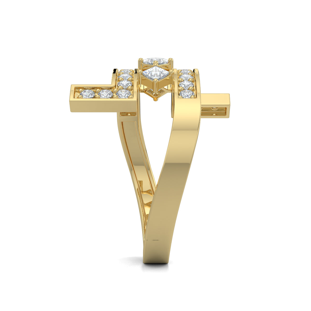Yellow Gold, Diamond Ring, Everyday Bliss Diamond Ring, Bypass Shank Diamond Ring, Natural diamonds, Lab-Grown Diamonds, Princess Cut Diamonds, Everyday Wear Ring, Everyday Diamond Jewelry