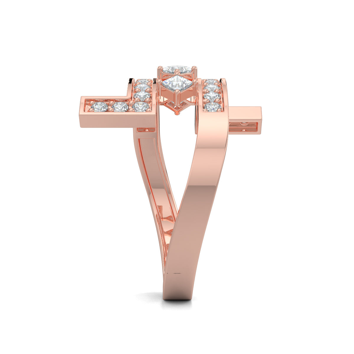 Rose Gold, Diamond Ring, Everyday Bliss Diamond Ring, Bypass Shank Diamond Ring, Natural diamonds, Lab-Grown Diamonds, Princess Cut Diamonds, Everyday Wear Ring, Everyday Diamond Jewelry