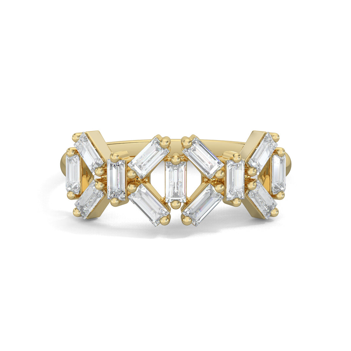 Yellow Gold, Diamond Ring, Natural diamond ring, Lab-grown diamond ring, baguette diamond ring, everyday diamond ring, classic band diamond ring, elegant diamond ring, timeless diamond jewelry.