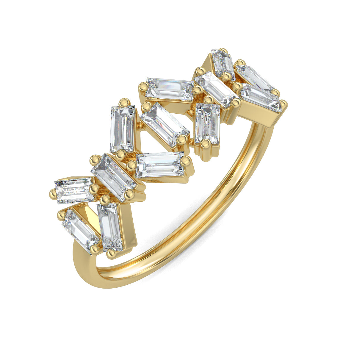 Yellow Gold, Diamond Ring, Natural diamond ring, Lab-grown diamond ring, baguette diamond ring, everyday diamond ring, classic band diamond ring, elegant diamond ring, timeless diamond jewelry.