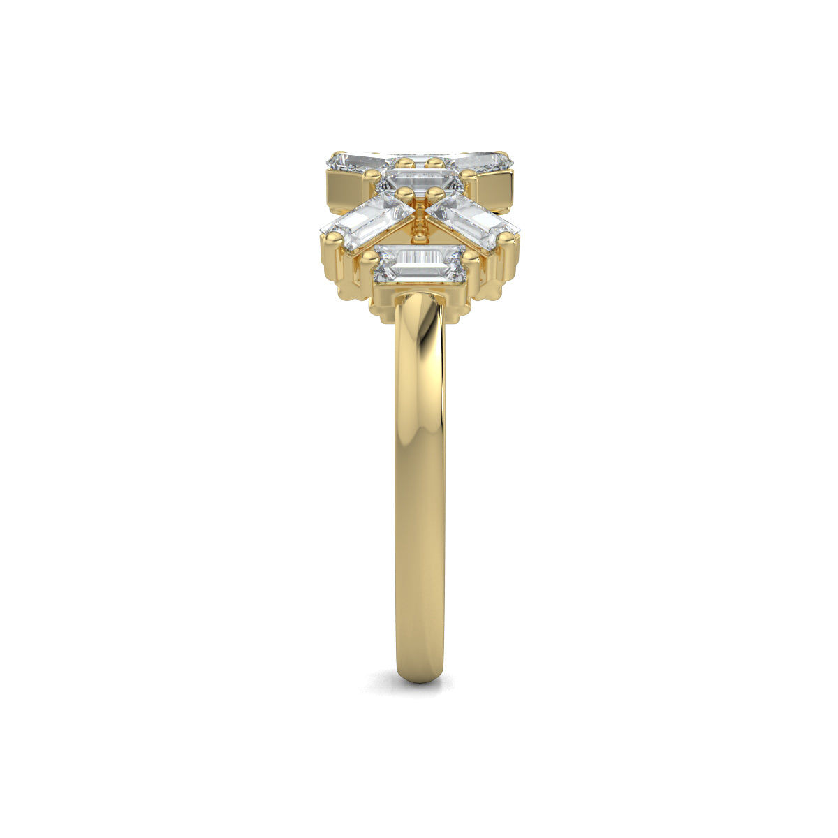 Yellow Gold, Diamond Ring, Natural diamond ring, Lab-grown diamond ring, baguette diamond ring, everyday diamond ring, classic band diamond ring, elegant diamond ring, timeless diamond jewelry.