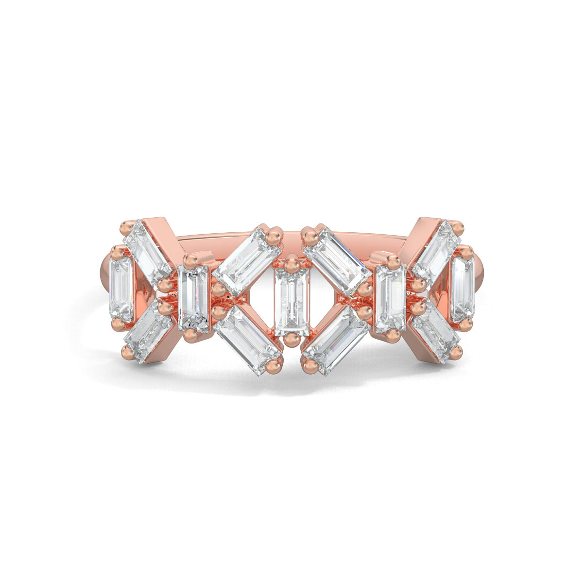 Rose Gold, Diamond Ring, Natural diamond ring, Lab-grown diamond ring, baguette diamond ring, everyday diamond ring, classic band diamond ring, elegant diamond ring, timeless diamond jewelry.