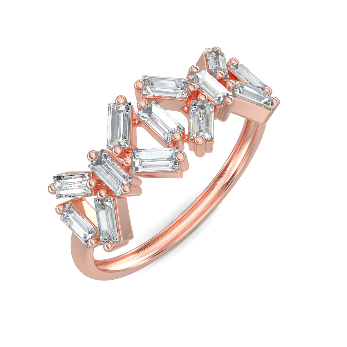 Rose Gold, Diamond Ring, Natural diamond ring, Lab-grown diamond ring, baguette diamond ring, everyday diamond ring, classic band diamond ring, elegant diamond ring, timeless diamond jewelry.