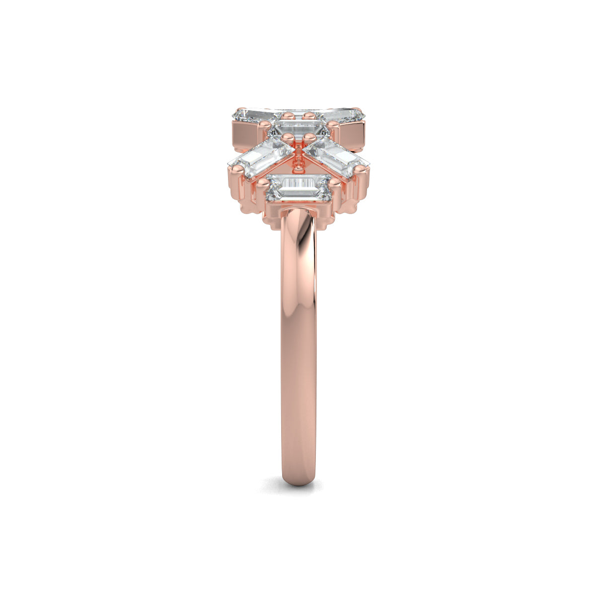 Rose Gold, Diamond Ring, Natural diamond ring, Lab-grown diamond ring, baguette diamond ring, everyday diamond ring, classic band diamond ring, elegant diamond ring, timeless diamond jewelry.