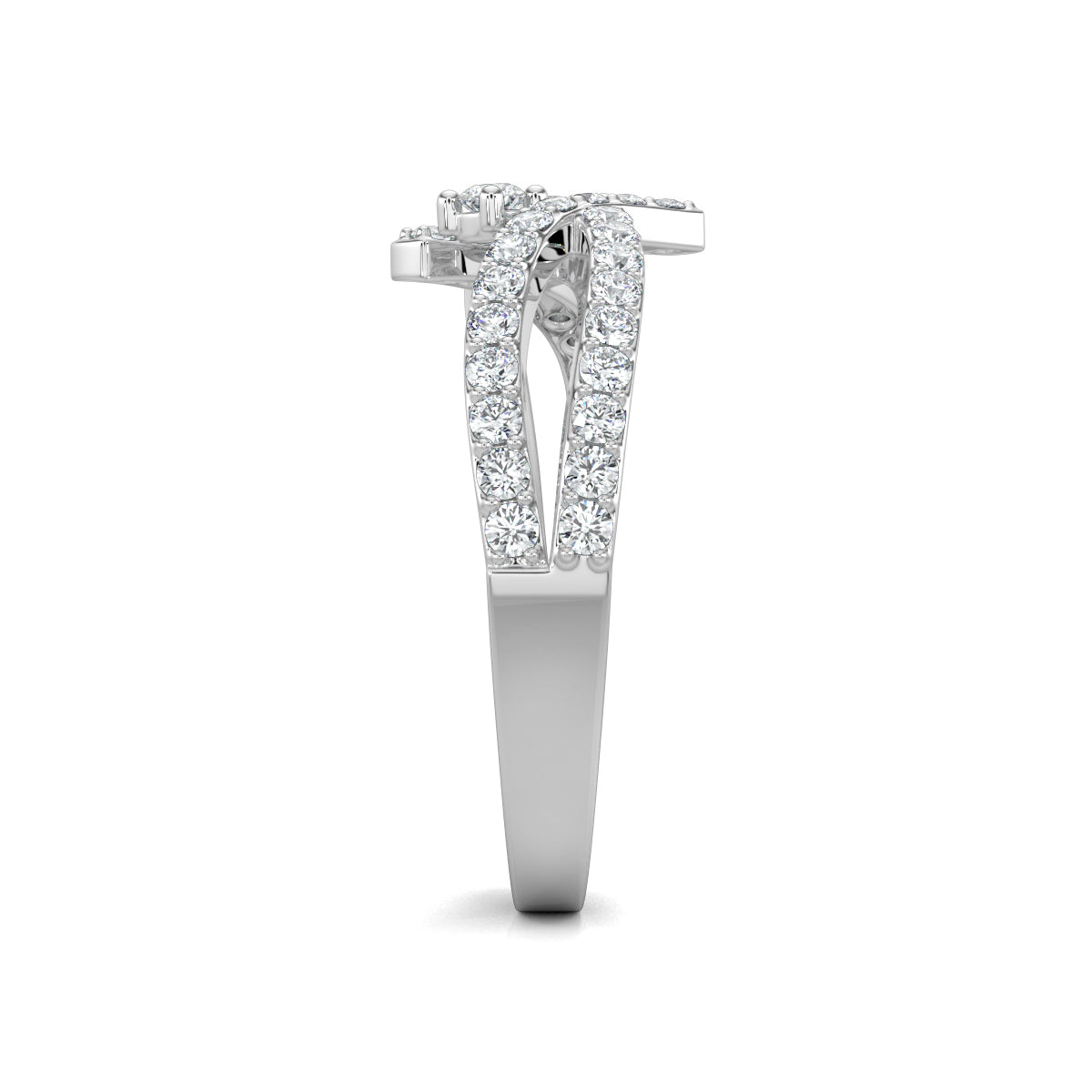 White Gold, Diamond Ring, Nebula twist diamond ring, celestial diamond ring, split shank band, natural diamonds, lab-grown diamonds, contemporary jewelry