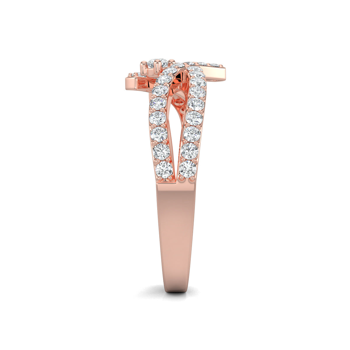 Rose Gold, Diamond Ring, Nebula twist diamond ring, celestial diamond ring, split shank band, natural diamonds, lab-grown diamonds, contemporary jewelry