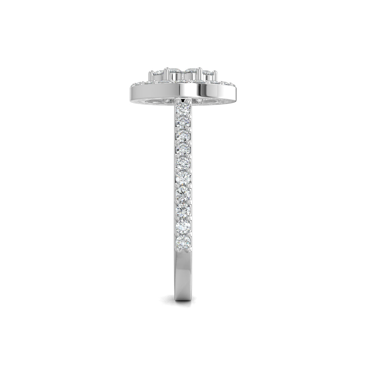 White Gold, Diamond Ring, natural diamond ring, lab-grown diamond ring, sleek halo ring, round diamond band, pave setting, halo setting, elegant jewelry