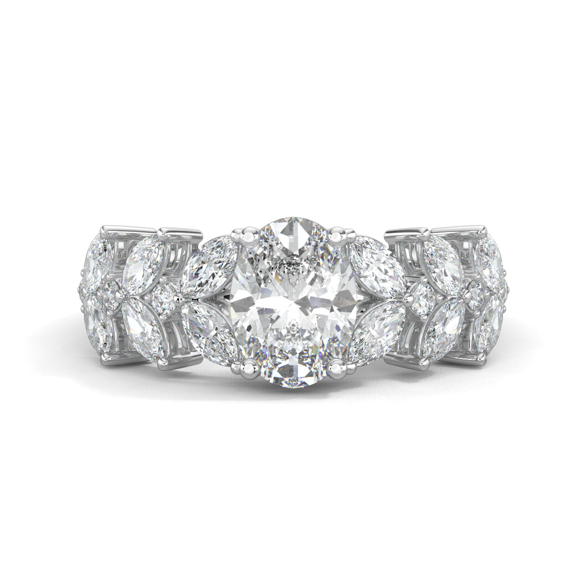 White Gold, Diamond Ring, Galactic Charm Solitaire Ring, Natural Diamonds, Lab-Grown Diamonds, Celestial Jewelry, Oval Cut Diamond, Marquise Cut Diamonds, Classic Band Ring
