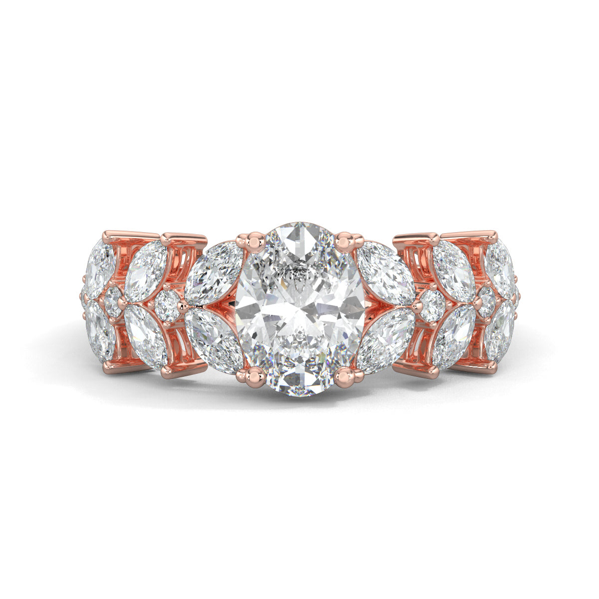 Rose Gold, Diamond Ring, Galactic Charm Solitaire Ring, Natural Diamonds, Lab-Grown Diamonds, Celestial Jewelry, Oval Cut Diamond, Marquise Cut Diamonds, Classic Band Ring