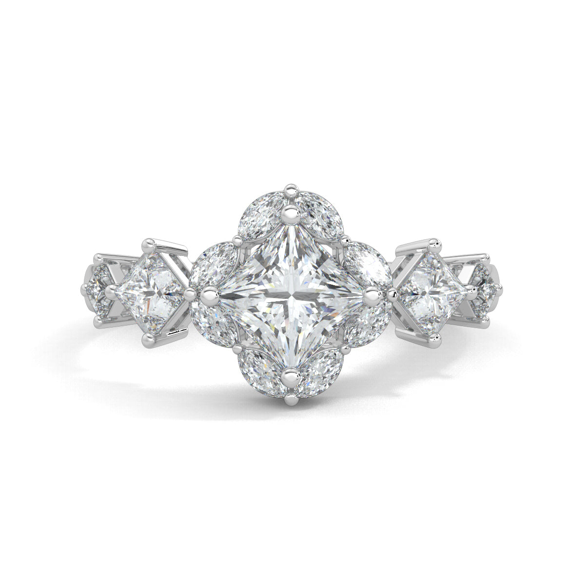 White Gold, Diamond Ring, Aurora Dream Solitaire Ring, natural diamonds, lab-grown diamonds, diamond ring, solitaire ring, princess diamond, marquise diamond, engagement ring, wedding ring, fine jewelry