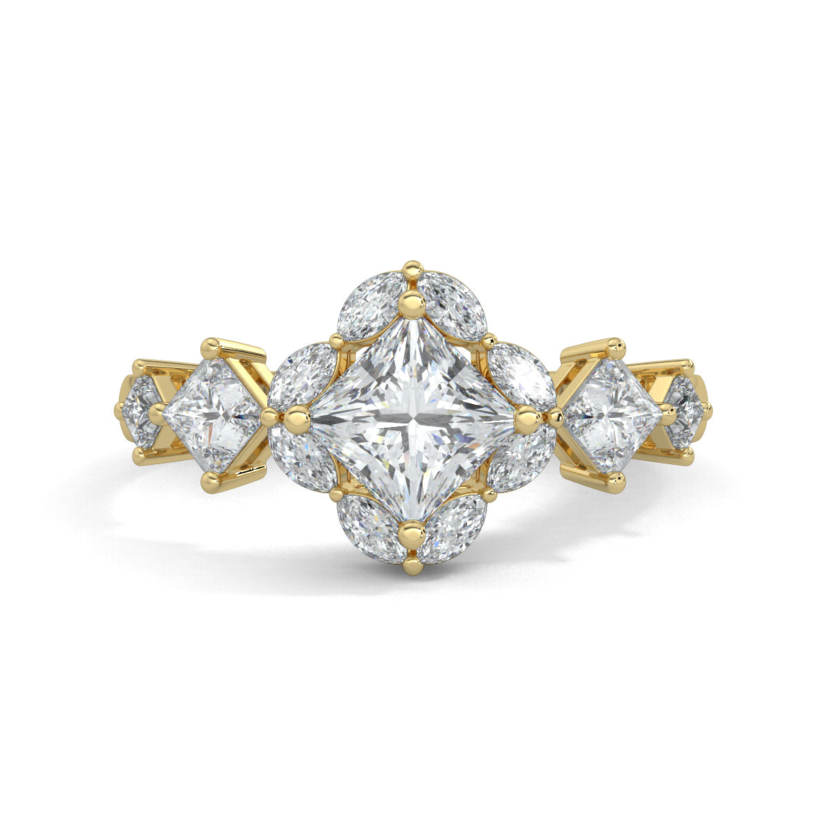 Yellow Gold, Diamond Ring, Aurora Dream Solitaire Ring, natural diamonds, lab-grown diamonds, diamond ring, solitaire ring, princess diamond, marquise diamond, engagement ring, wedding ring, fine jewelry