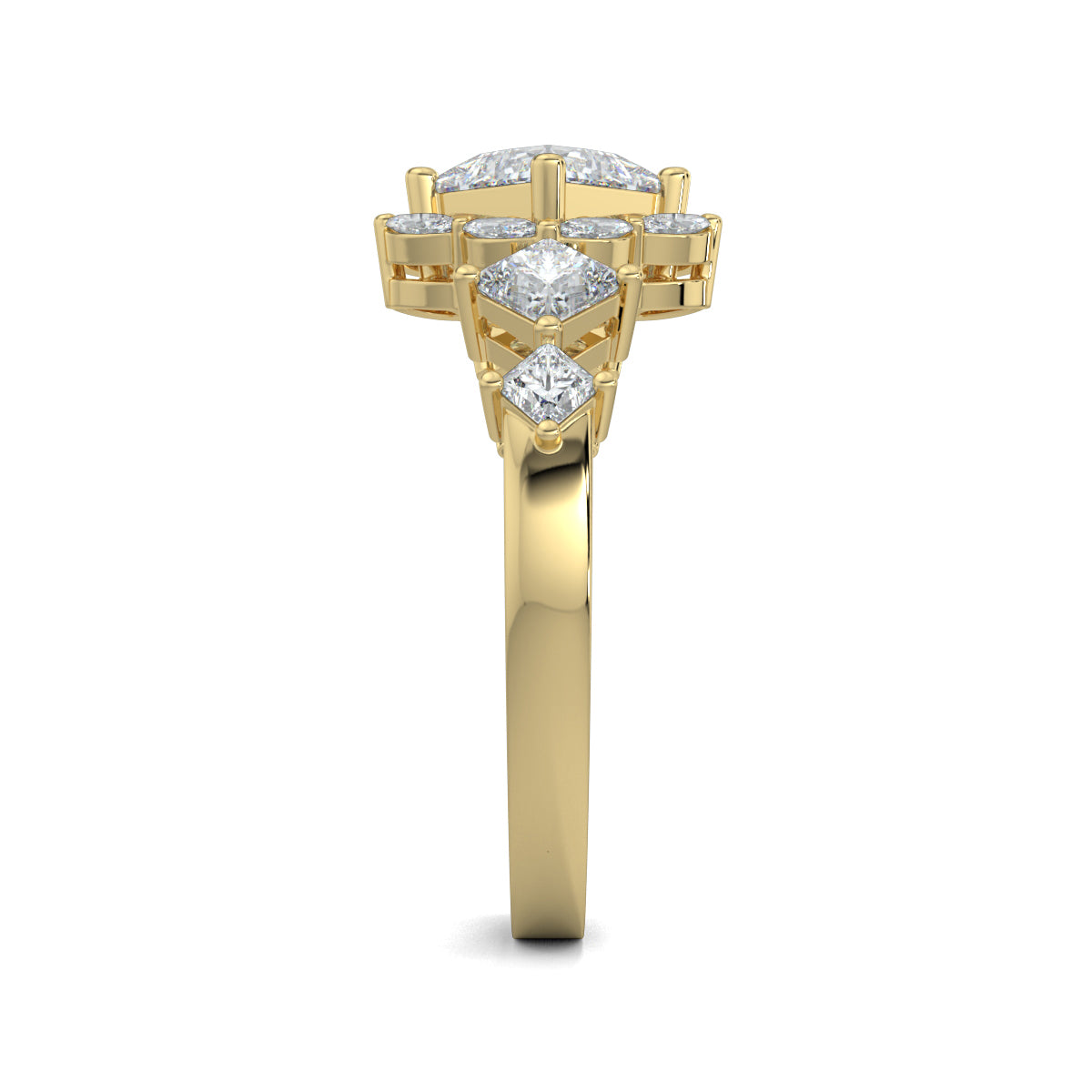 Yellow Gold, Diamond Ring, Aurora Dream Solitaire Ring, natural diamonds, lab-grown diamonds, diamond ring, solitaire ring, princess diamond, marquise diamond, engagement ring, wedding ring, fine jewelry