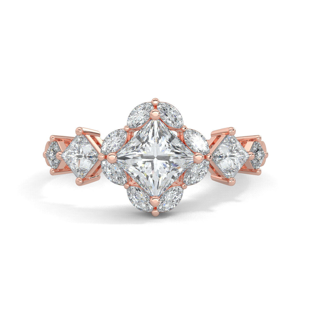 Rose Gold, Diamond Ring, Aurora Dream Solitaire Ring, natural diamonds, lab-grown diamonds, diamond ring, solitaire ring, princess diamond, marquise diamond, engagement ring, wedding ring, fine jewelry