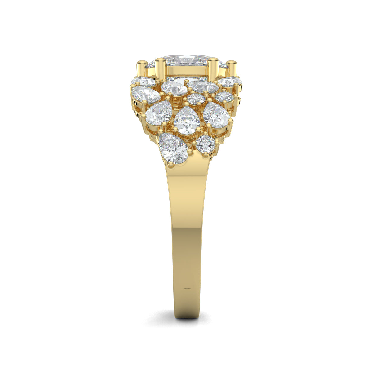Yellow Gold, Diamond Ring, natural diamond solitaire ring, Lab-grown diamond solitaire ring, Nova Glow Solitaire Ring, oval-cut diamond ring, pear-shaped diamonds, round diamonds, celestial jewelry, classic band, elegant adornment