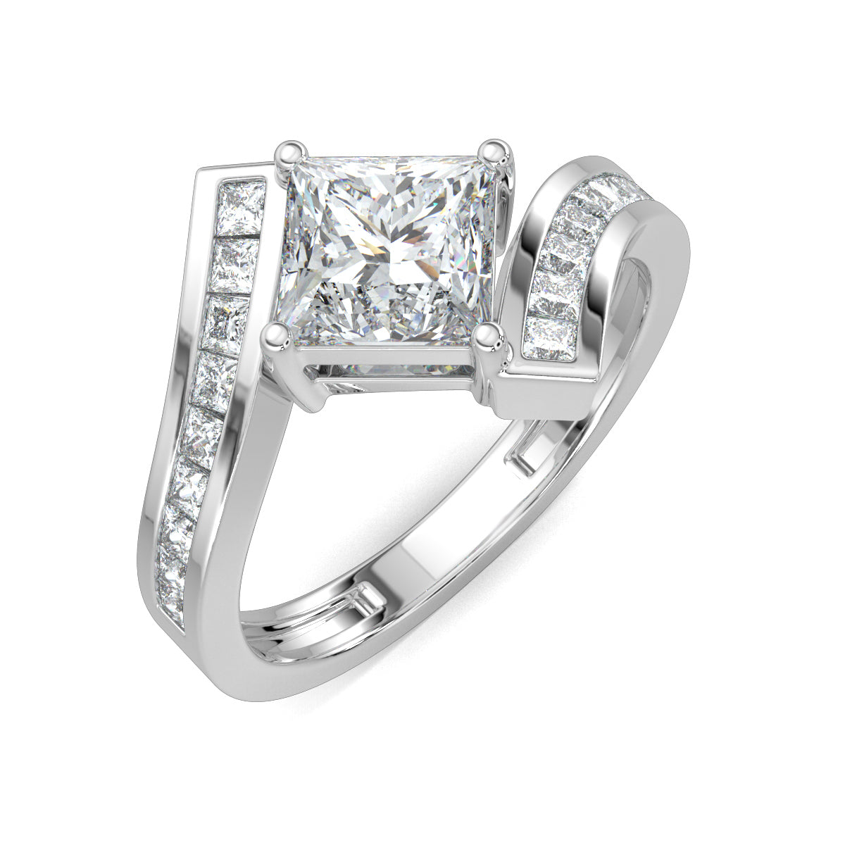 White Gold, Diamond Ring, princess solitaire ring, princess-cut diamond, Natural diamonds, lab-grown diamonds, solitaire engagement ring, ethical jewelry, timeless elegance, regal design, luxury ring