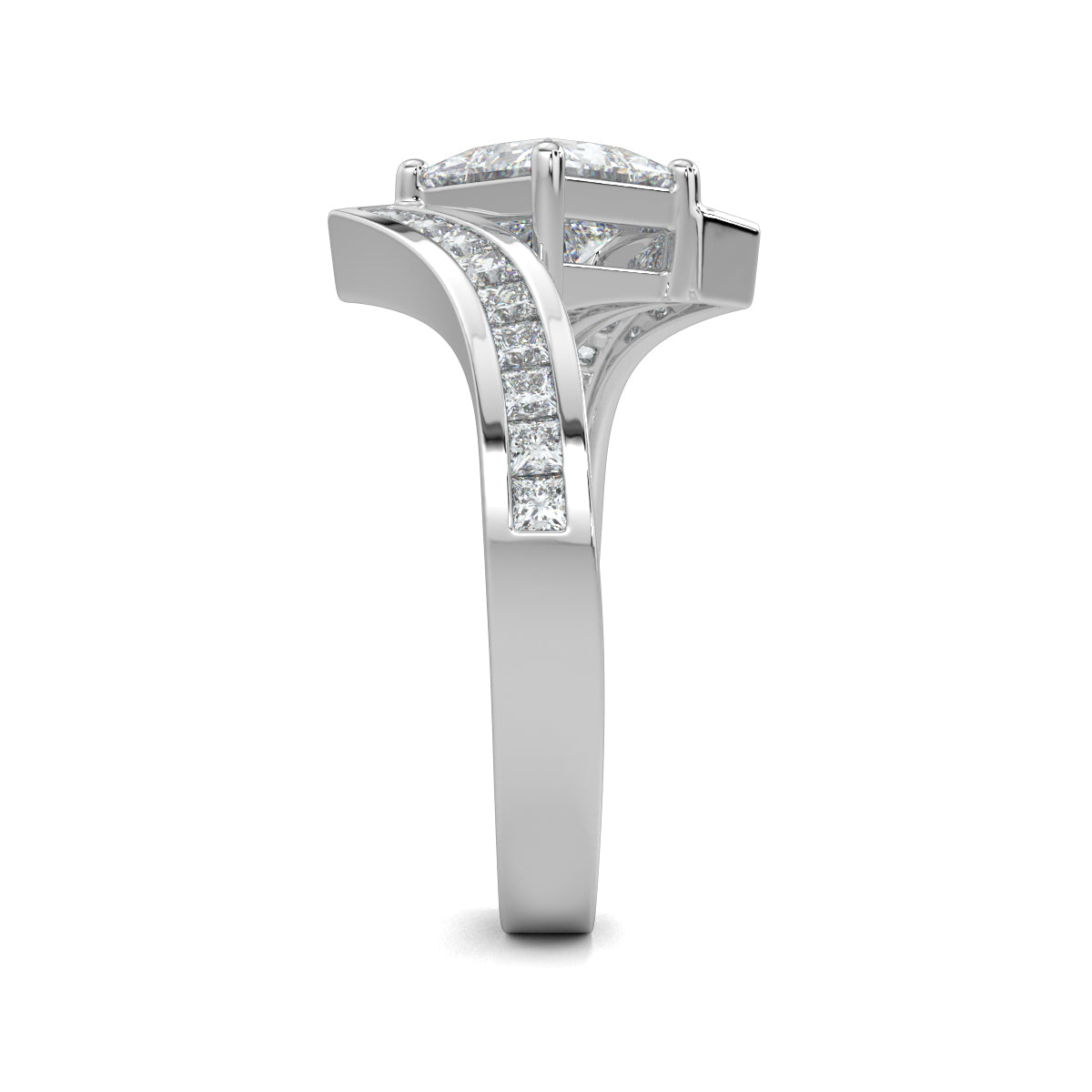 White Gold, Diamond Ring, princess solitaire ring, princess-cut diamond, Natural diamonds, lab-grown diamonds, solitaire engagement ring, ethical jewelry, timeless elegance, regal design, luxury ring