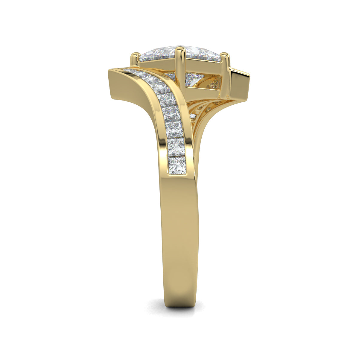 Yellow Gold, Diamond Ring, princess solitaire ring, princess-cut diamond, Natural diamonds, lab-grown diamonds, solitaire engagement ring, ethical jewelry, timeless elegance, regal design, luxury ring