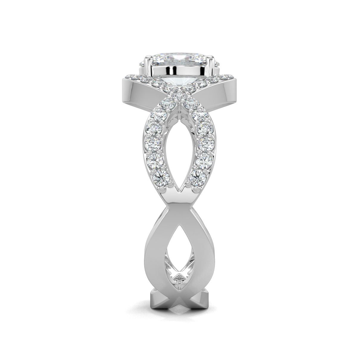 White Gold, Diamond Ring, twisted dream solitaire ring, natural diamond, lab-grown diamond, ethically sourced jewelry, oval diamond ring, pave setting, twisted band ring, luxury ring, Ring, Fine Jewellery