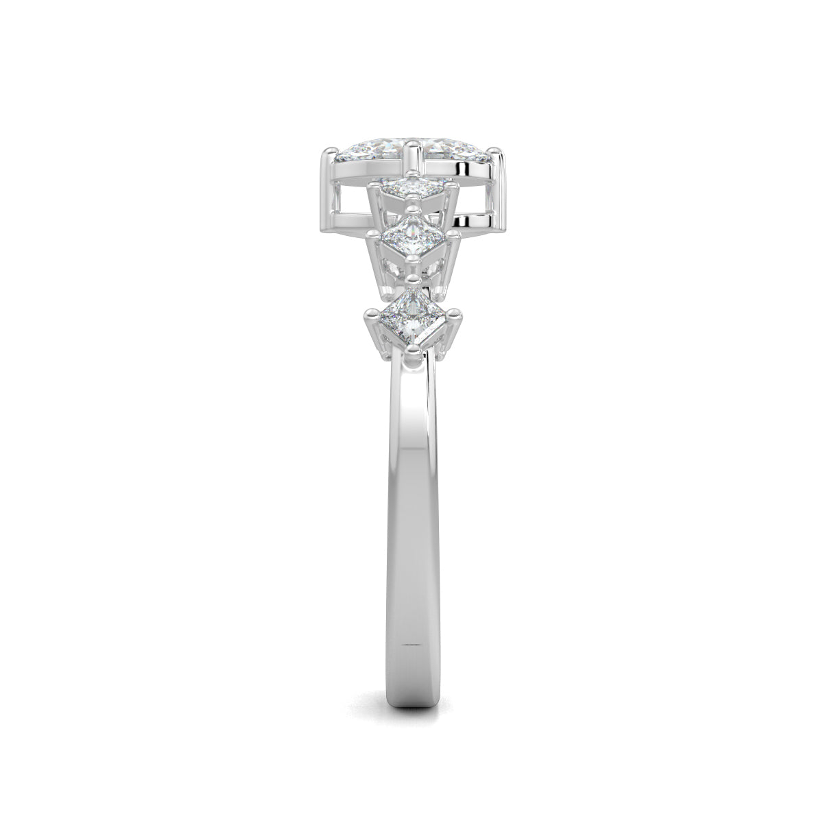 White Gold, Diamond Ring, oval solitaire diamond ring, natural diamonds, lab-grown diamonds, princess band ring, engagement ring, ethical jewelry, diamond jewelry, luxury ring, solitaire ring, oval cut diamond, princess cut diamonds