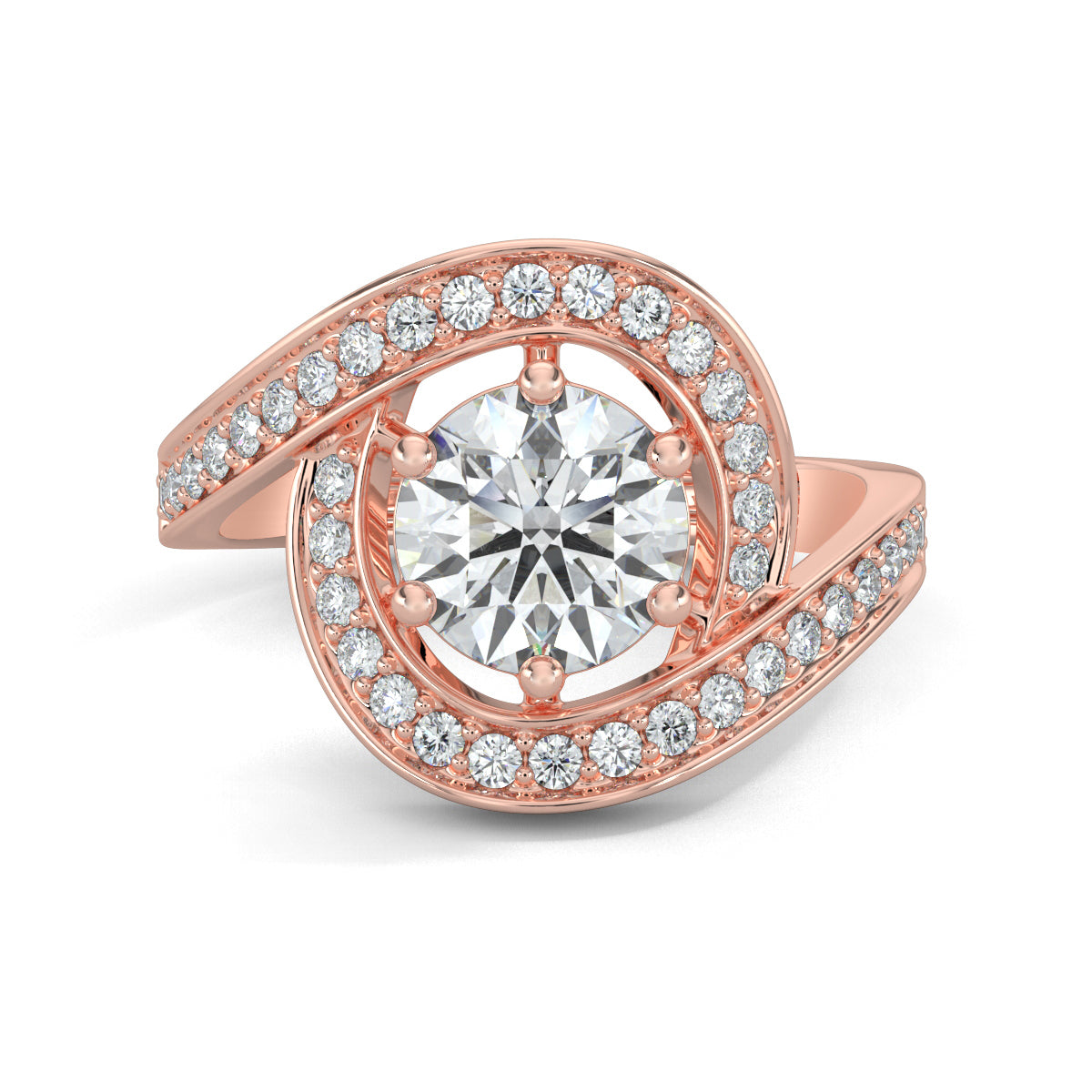 Rose Gold, Diamond Ring, Luminous Loop, Solitaire Ring, Natural Diamonds, Lab-Grown Diamonds, Loop Band, Pave Setting, Ethical Jewelry, Sustainable Diamonds, Engagement Ring, Diamond Jewelry