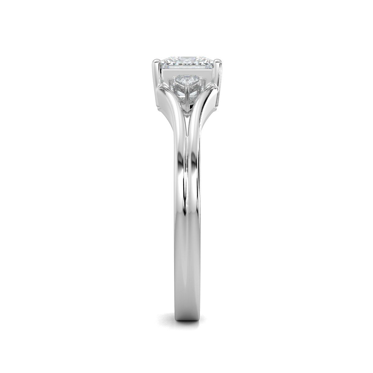 White Gold, Diamond Ring, Enchantress Solitaire Diamond Ring, Natural Diamonds, Lab-Grown Diamonds, Princess Cut Diamond, Trillion Diamonds, Split Shank Band, Elegant Diamond Ring