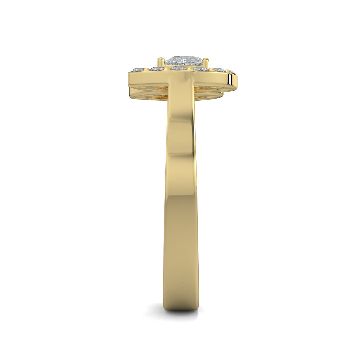 Yellow Gold, Diamond Ring, Eclat Halo solitaire ring, natural diamonds, lab-grown diamonds, diamond halo setting, solitaire diamond, elegant jewelry, engagement ring, luxury ring