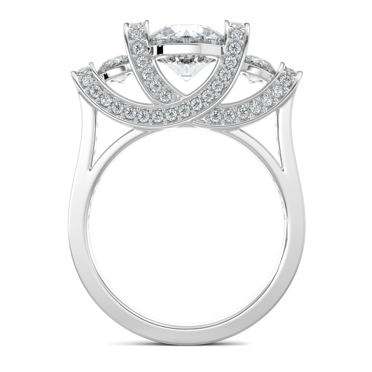 White Gold, Diamond Ring, Enigma solitaire ring, natural diamonds, lab-grown diamonds, trellis band, round diamonds, elegant jewelry