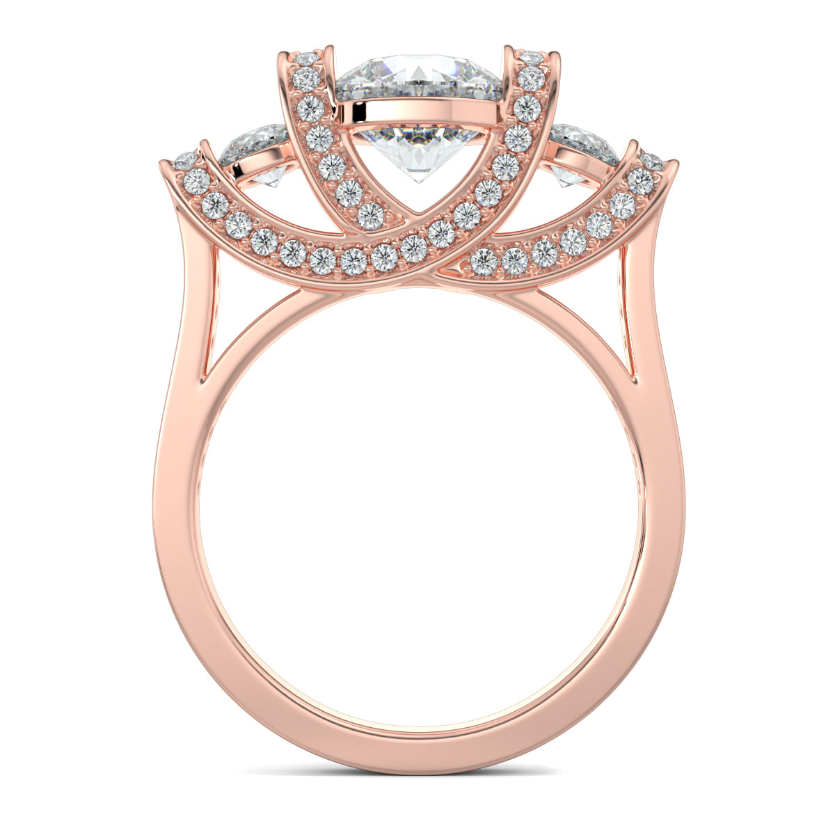 Rose Gold, Diamond Ring, Enigma solitaire ring, natural diamonds, lab-grown diamonds, trellis band, round diamonds, elegant jewelry