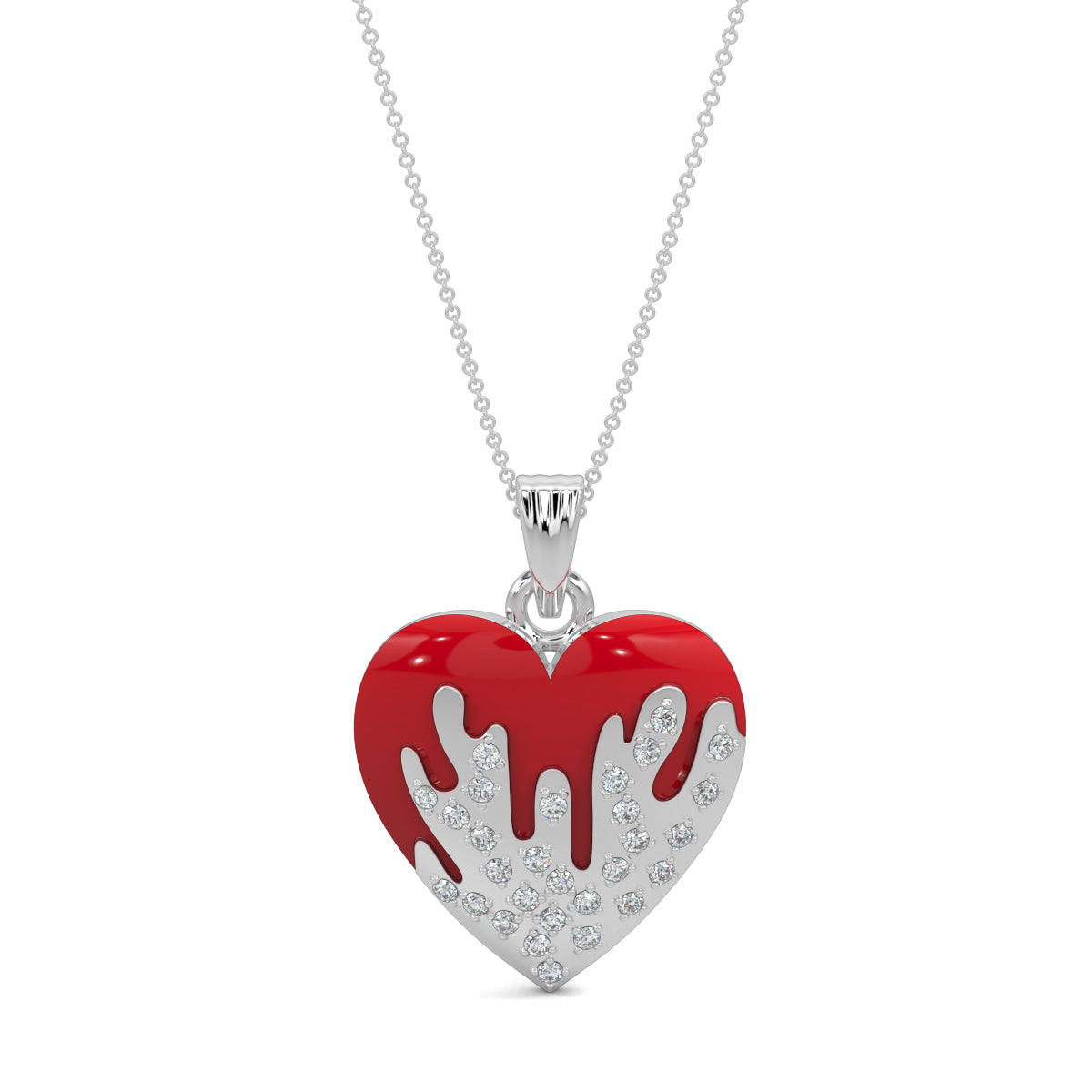 White Gold, Diamond Pendants, natural diamond pendant, lab-grown diamond pendant, Eternal Flame Flicker Pendant from Forever Yours Collection, Heart-shaped Pendant, Casual Diamond Pendant, Red Enamel, Everyday Jewelry, Flame-inspired Design