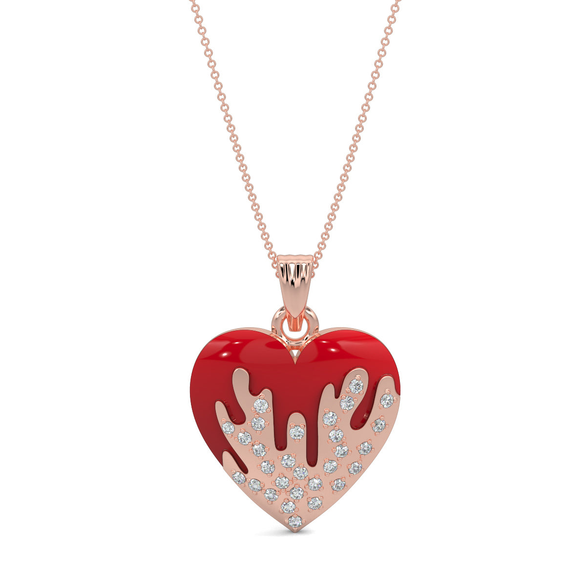 Rose Gold, Diamond Pendants, natural diamond pendant, lab-grown diamond pendant, Eternal Flame Flicker Pendant from Forever Yours Collection, Heart-shaped Pendant, Casual Diamond Pendant, Red Enamel, Everyday Jewelry, Flame-inspired Designnt