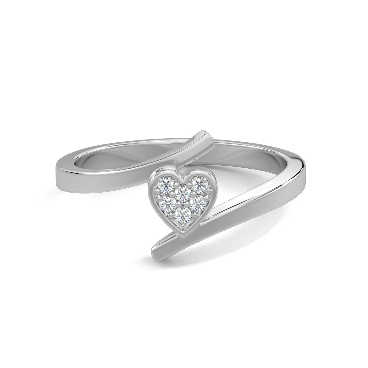 White Gold, Diamond Ring, Natural diamond ring, Lab-grown diamond ring, Everlasting Heart Sparkle Ring, Forever Yours collection, open band diamond ring, pave setting, heart-shaped diamond ring, round diamonds, elegant jewelry