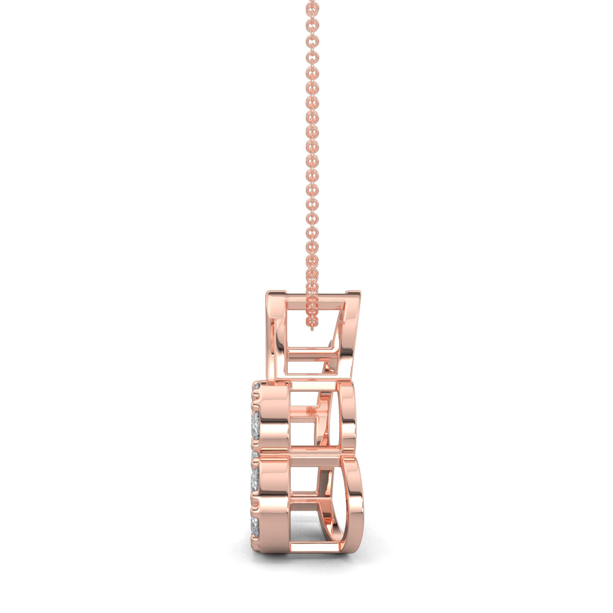 Rose Gold, Diamond Pendants, natural diamond pendant, lab-grown diamond pendant, casual diamond pendant, round diamonds, heart shaped pendant, rectangle pendant, two hearts interwined pendant