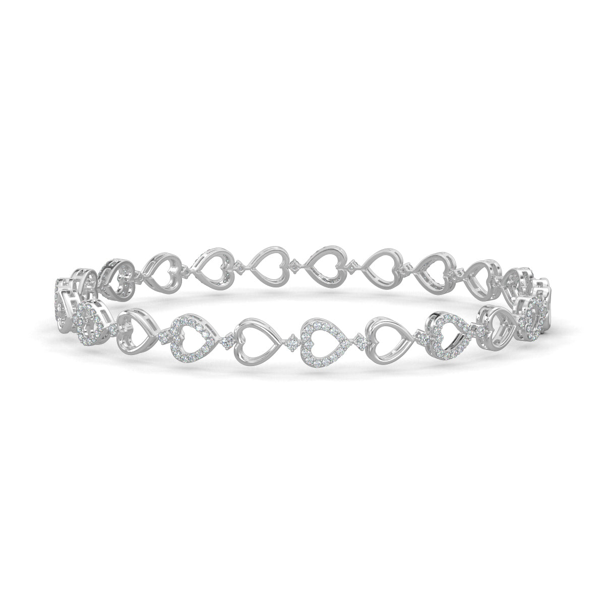 White Gold, Diamond Bracelet, Natural diamond bracelet, Lab-grown diamond bracelet, Baguette diamond bracelet, Luxurious diamond accessory, Oval bracelet, Ethical diamond jewelry, Jali pattern bracelet