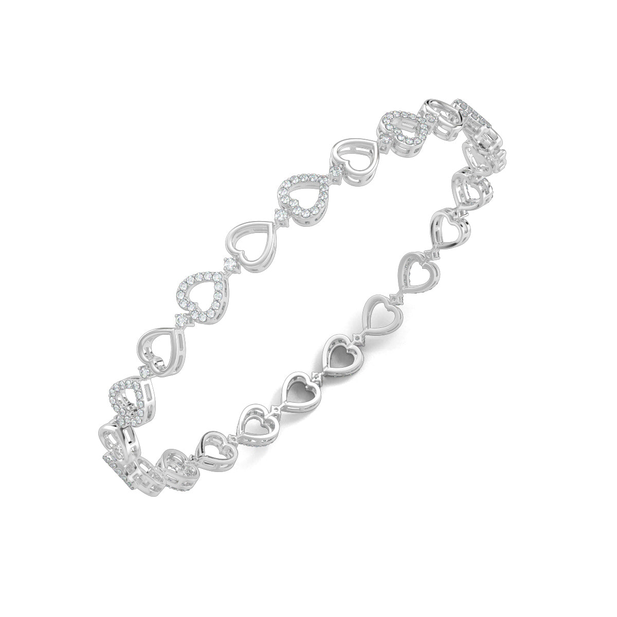 White Gold, Diamond Bracelet, Natural diamond bracelet, Lab-grown diamond bracelet, Baguette diamond bracelet, Luxurious diamond accessory, Oval bracelet, Ethical diamond jewelry, Jali pattern bracelet