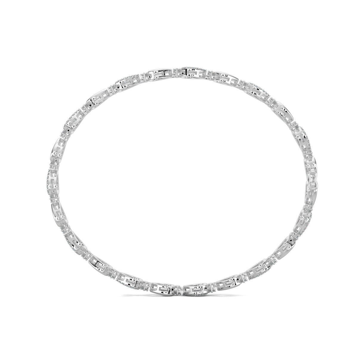 White Gold, Diamond Bracelet, Natural diamond bracelet, Lab-grown diamond bracelet, Baguette diamond bracelet, Luxurious diamond accessory, Oval bracelet, Ethical diamond jewelry, Jali pattern bracelet
