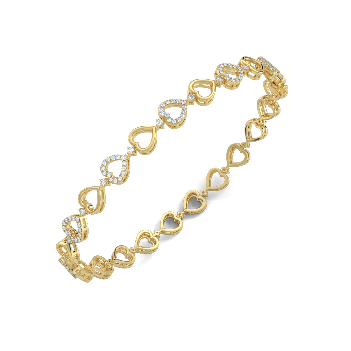 Yellow Gold, Diamond Bracelet, Natural diamond bracelet, Lab-grown diamond bracelet, Baguette diamond bracelet, Luxurious diamond accessory, Oval bracelet, Ethical diamond jewelry, Jali pattern bracelet