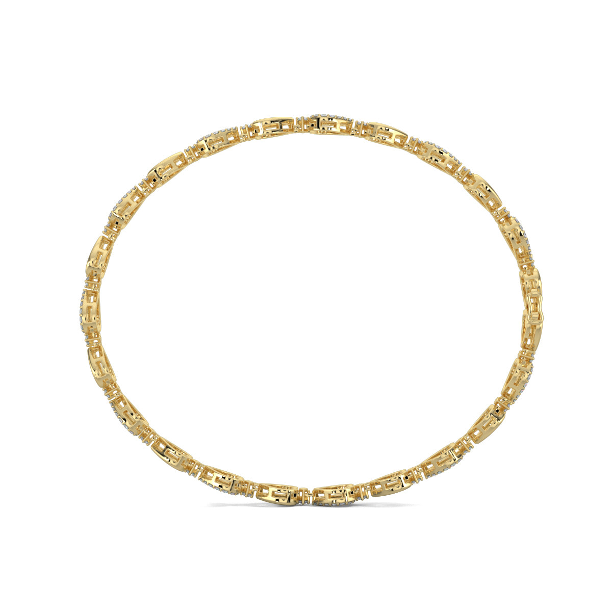 Yellow Gold, Diamond Bracelet, Natural diamond bracelet, Lab-grown diamond bracelet, Baguette diamond bracelet, Luxurious diamond accessory, Oval bracelet, Ethical diamond jewelry, Jali pattern bracelet