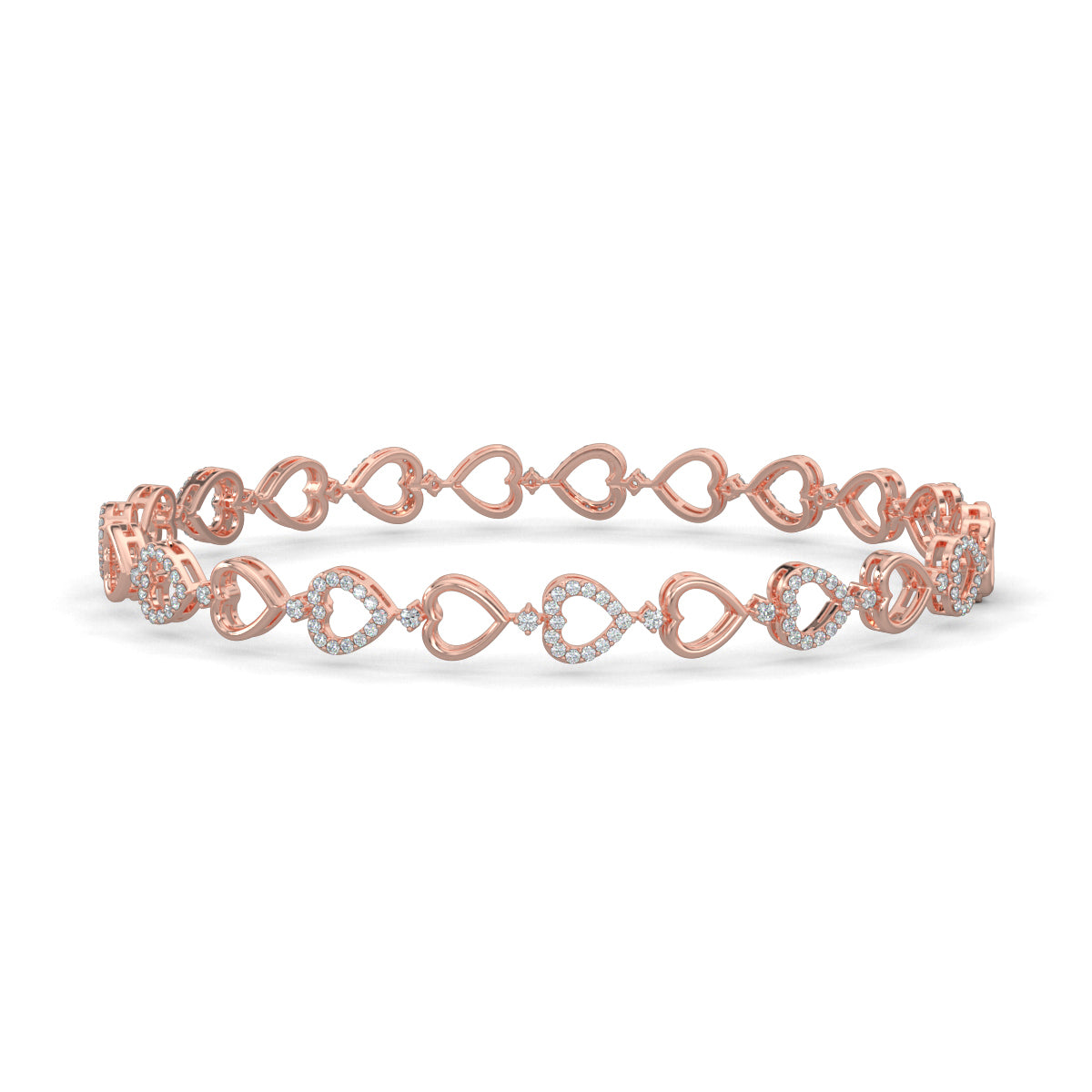 Rose Gold, Diamond Bracelet, Natural diamond bracelet, Lab-grown diamond bracelet, Baguette diamond bracelet, Luxurious diamond accessory, Oval bracelet, Ethical diamond jewelry, Jali pattern bracelet