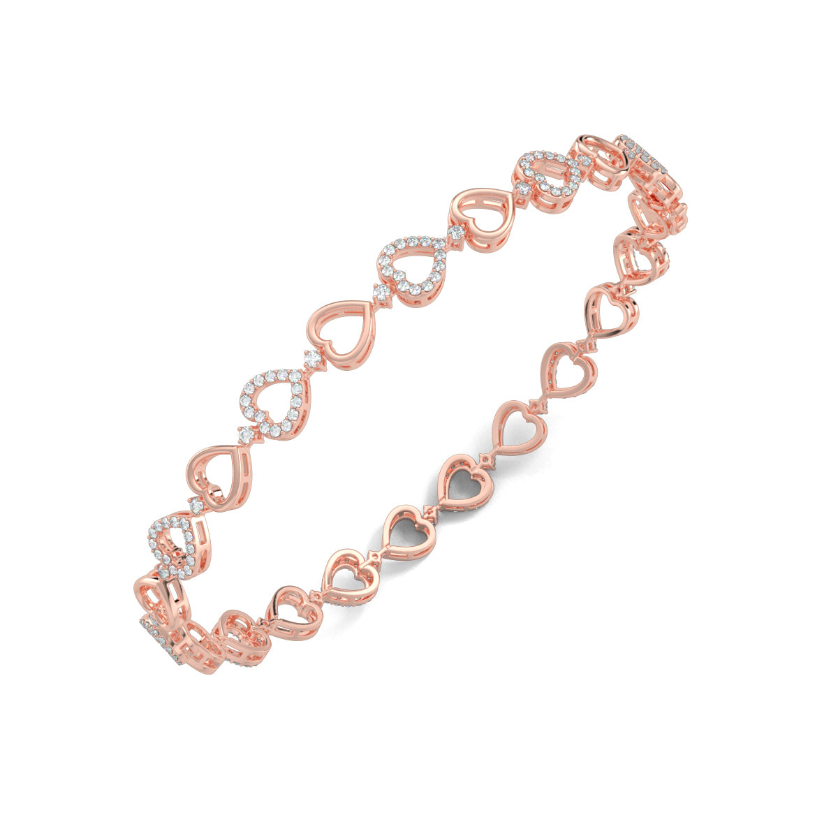 Rose Gold, Diamond Bracelet, Natural diamond bracelet, Lab-grown diamond bracelet, Baguette diamond bracelet, Luxurious diamond accessory, Oval bracelet, Ethical diamond jewelry, Jali pattern bracelet