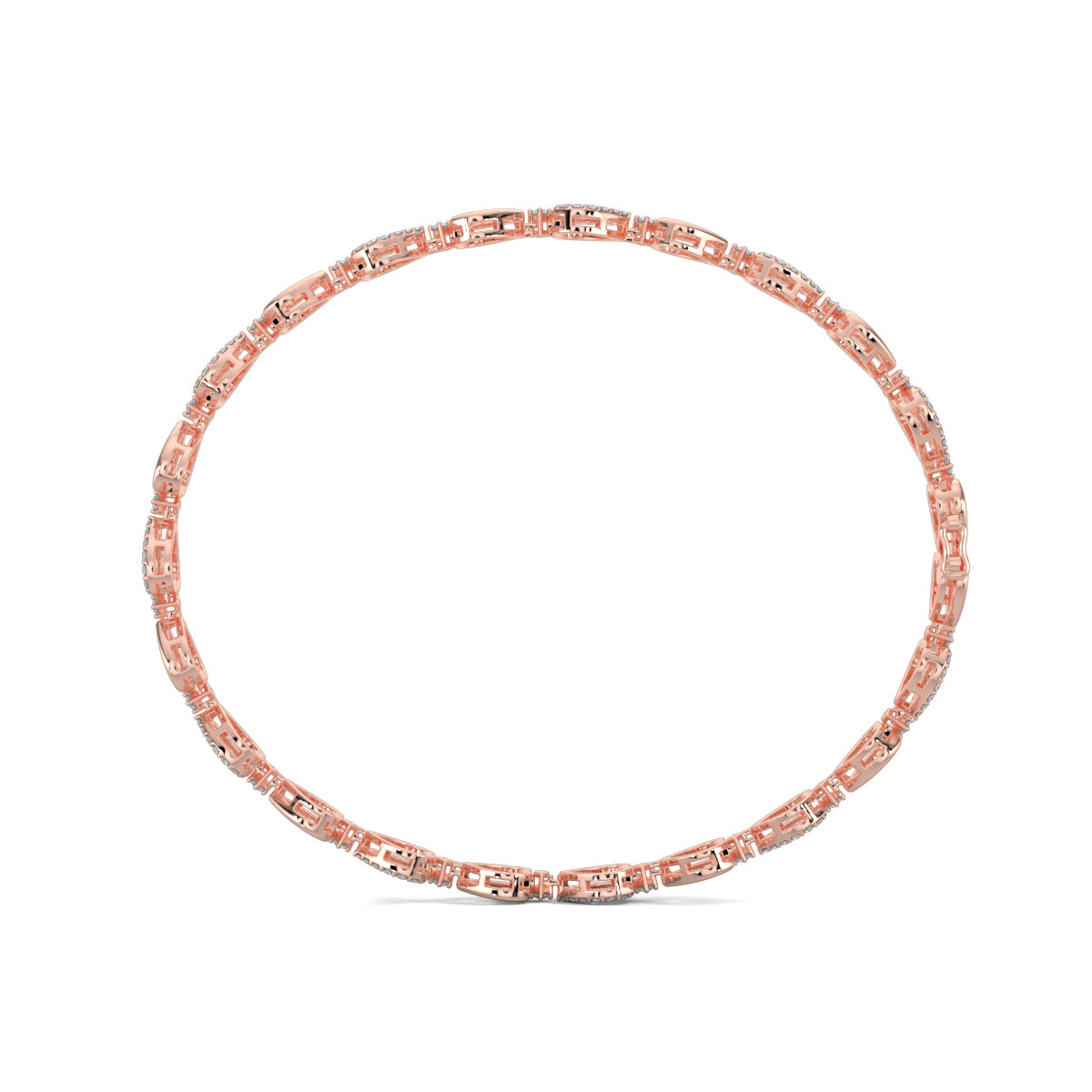Rose Gold, Diamond Bracelet, Natural diamond bracelet, Lab-grown diamond bracelet, Baguette diamond bracelet, Luxurious diamond accessory, Oval bracelet, Ethical diamond jewelry, Jali pattern bracelet