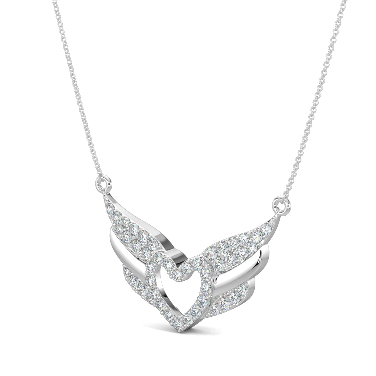 White Gold, Diamond Pendants, natural diamond pendant, lab-grown diamond pendant, Angelic Heart Pendant, Casual Diamond Pendant, Heart Pendant, Round Diamonds, Forever Yours Collection, Celestial Jewelry