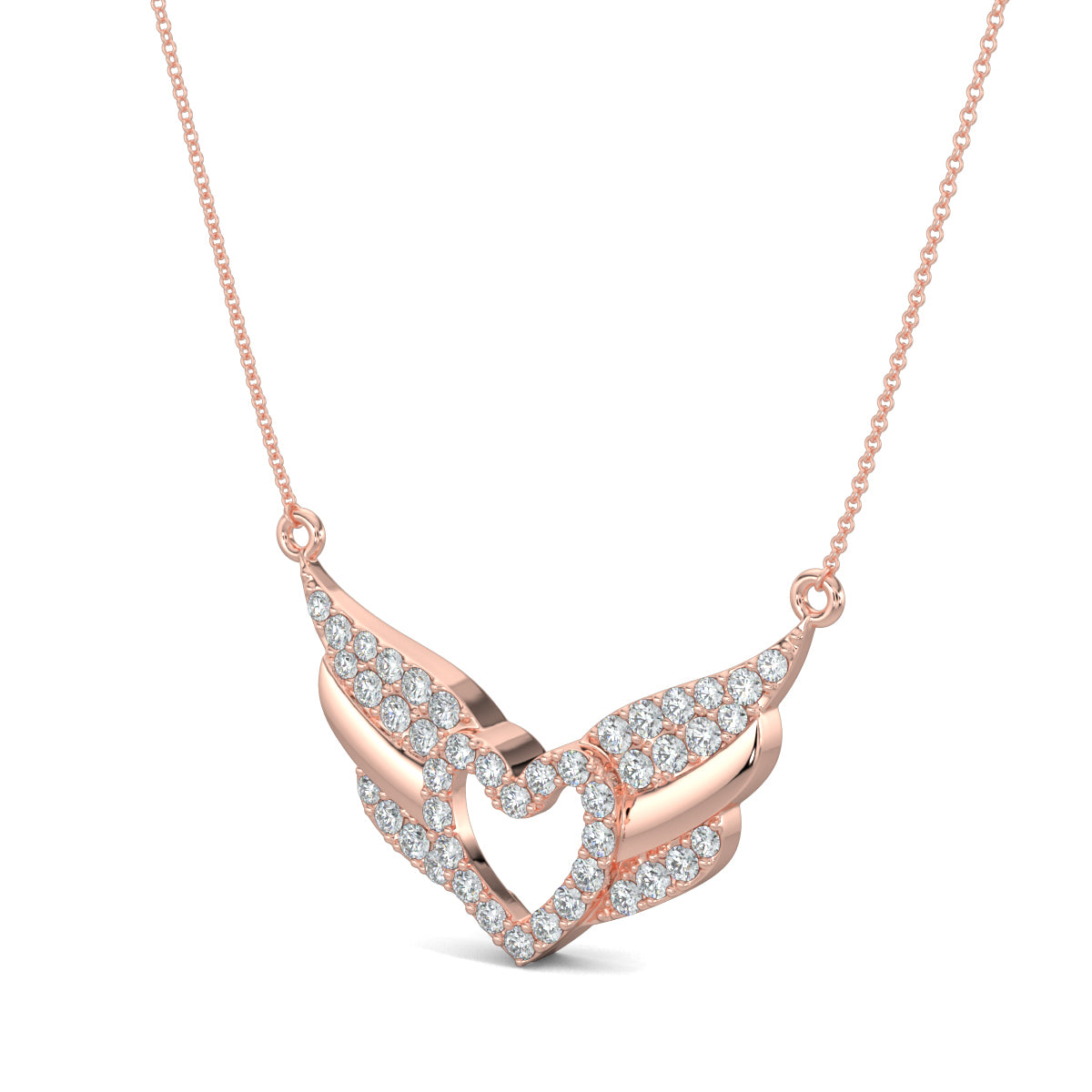 Rose Gold, Diamond Pendants, natural diamond pendant, lab-grown diamond pendant, Angelic Heart Pendant, Casual Diamond Pendant, Heart Pendant, Round Diamonds, Forever Yours Collection, Celestial Jewelry